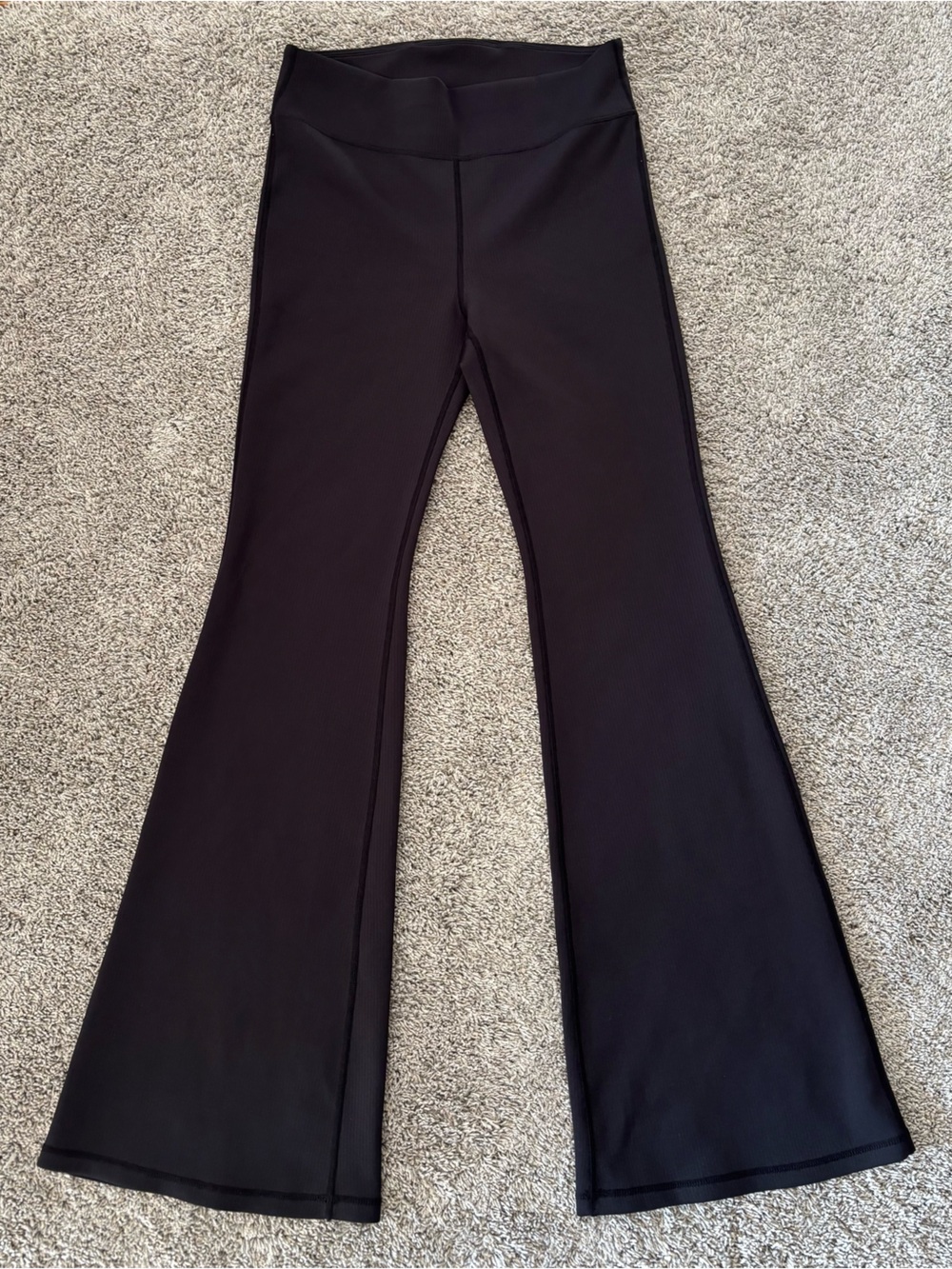 Mono B Black High Rise Flare Ribbed Legging Lounge Pants Womens Size L